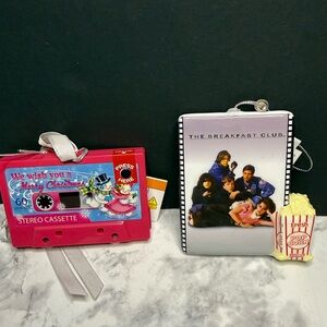 NWT Mr. Christmas Retro Mini Cassette Pink & Retro The Breakfast Club Ornaments